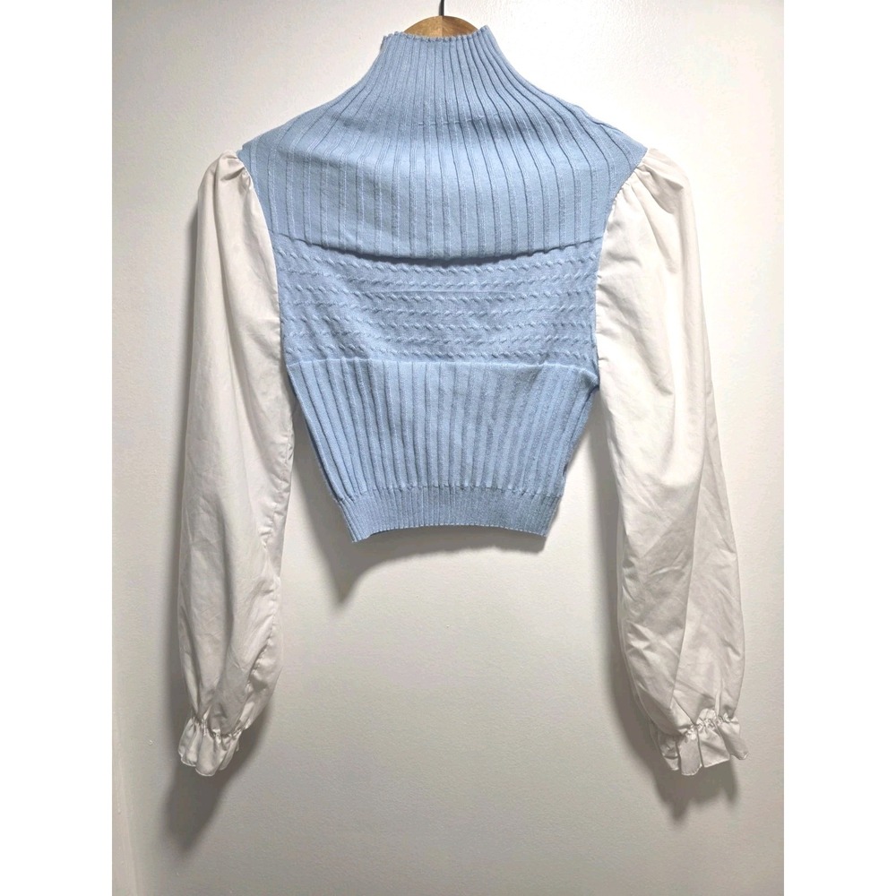 Elisa Mock Neck Crop Top Women's Size S/ M Long Sleeve